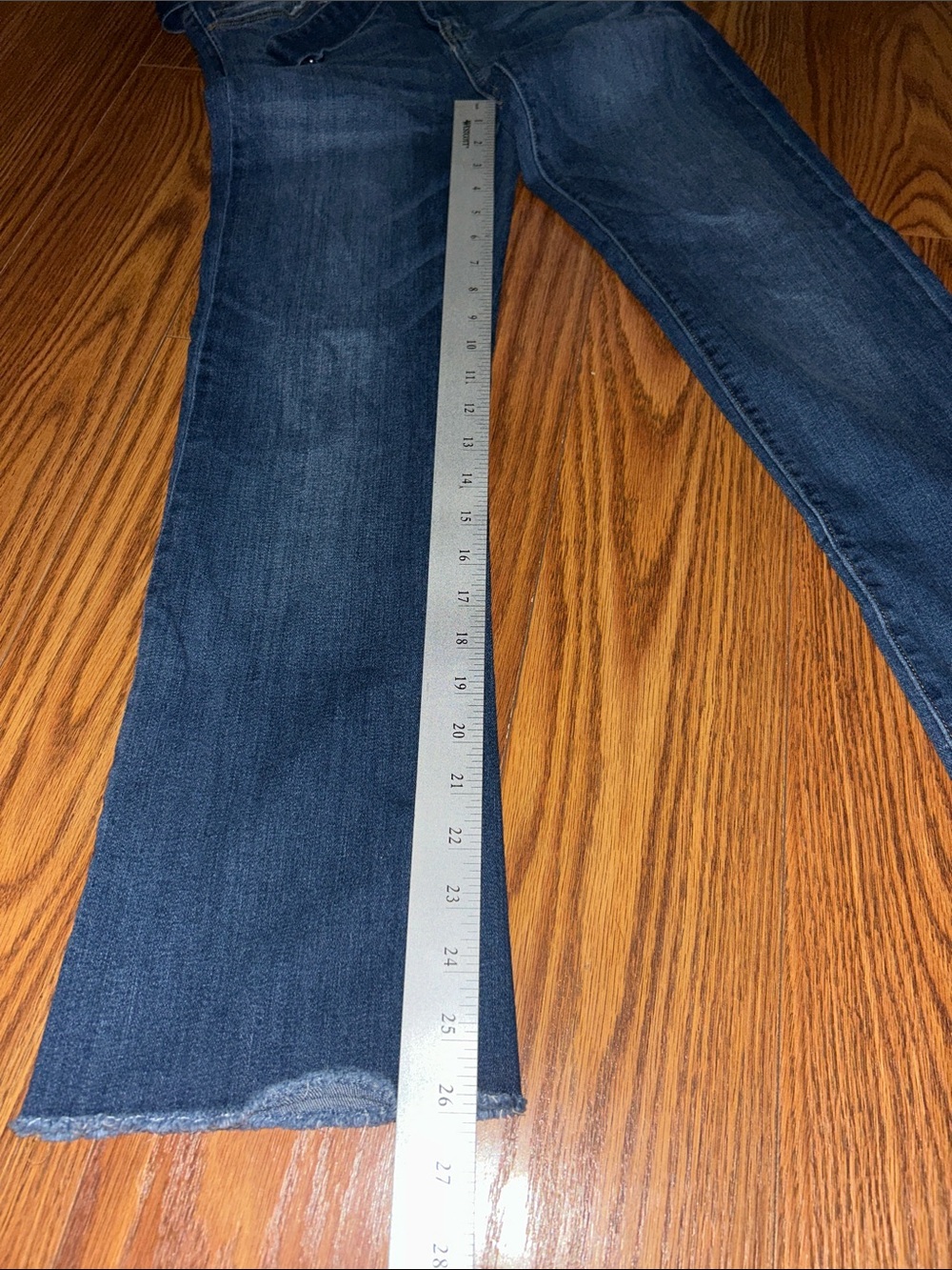 Vervet Crop Flare Fit Stretch Removable Denim Belt Raw Hem Dark Wash Size 26 - Picture 5 of 6
